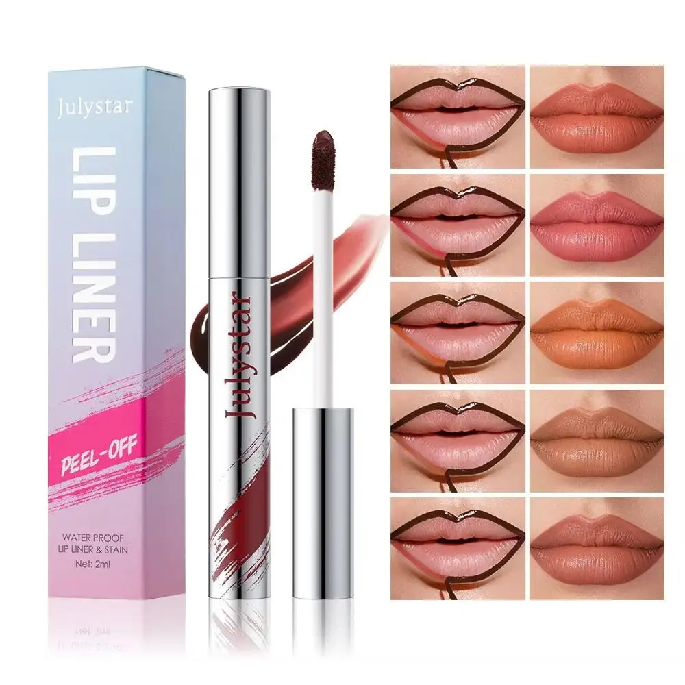 Hochwertiger 5-Farben-Lipliner zum Abreißen, langanhaltender, abziehbarer Lipliner für Lippen, Make-up, Fleck, Kosmetik, matte Lippentönung für Frauen/Mädchen