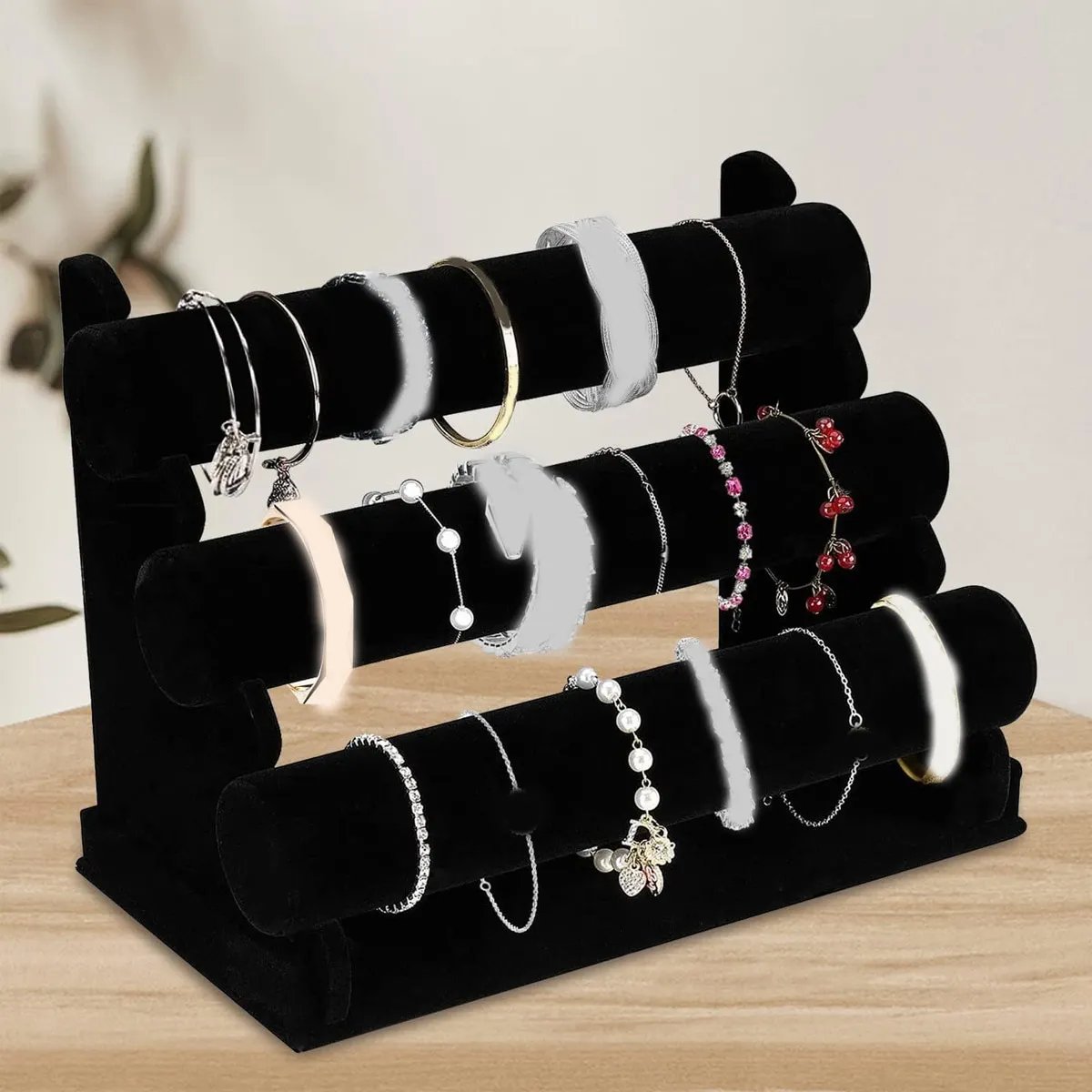 Bracelet Display Rack, 2-Layer 3-Layer Bracelet Storage Rack, Velvet Jewelry Rack, Suitable for Necklaces, Headbands, Watches