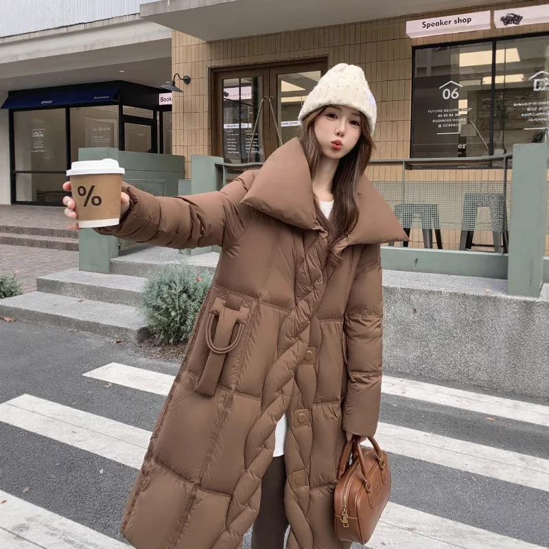 سترة نسائية طويلة للأسفل مجموعة خريف وشتاء 2025 أنيقة، فضفاضة، تنحيف، سميكة، معطف دافئ عصري #1