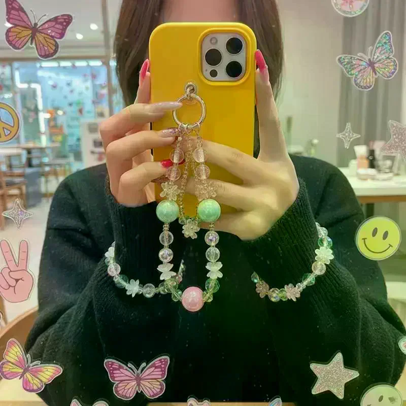 

Модный роскошный двухслойный ремешок для телефона с кристаллами и бусинами для женщин, аксессуар для повседневного использования и вечеринок