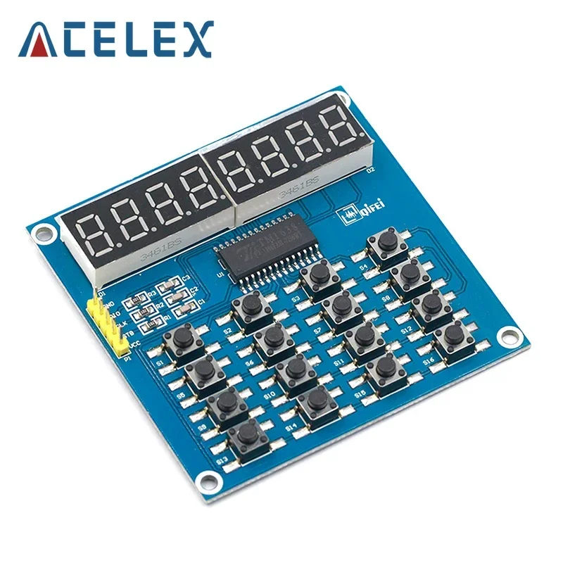 TM1638 LED Display 8-Bit Digital Tube Module 3-Wire 16 Keys 8 Bits Keyboard Scan And KEY LED Display Module For Arduino DIY Kit