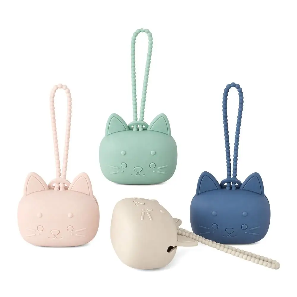 Food Grade Silicone Pacifier Holder with lanyard Soft Grip Strap Pacifier Case Easy to Clean Cat Ears Silicone Pouch Diaper Bag
