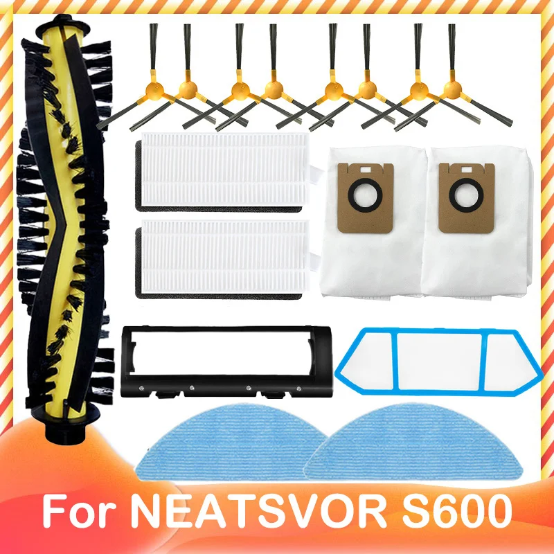 For NEATSVOR S600 Spare Main Side Brush Cover HEPA Filter Strainer Mop Wipe Rag Vacuum Cleaner Accessories Parts