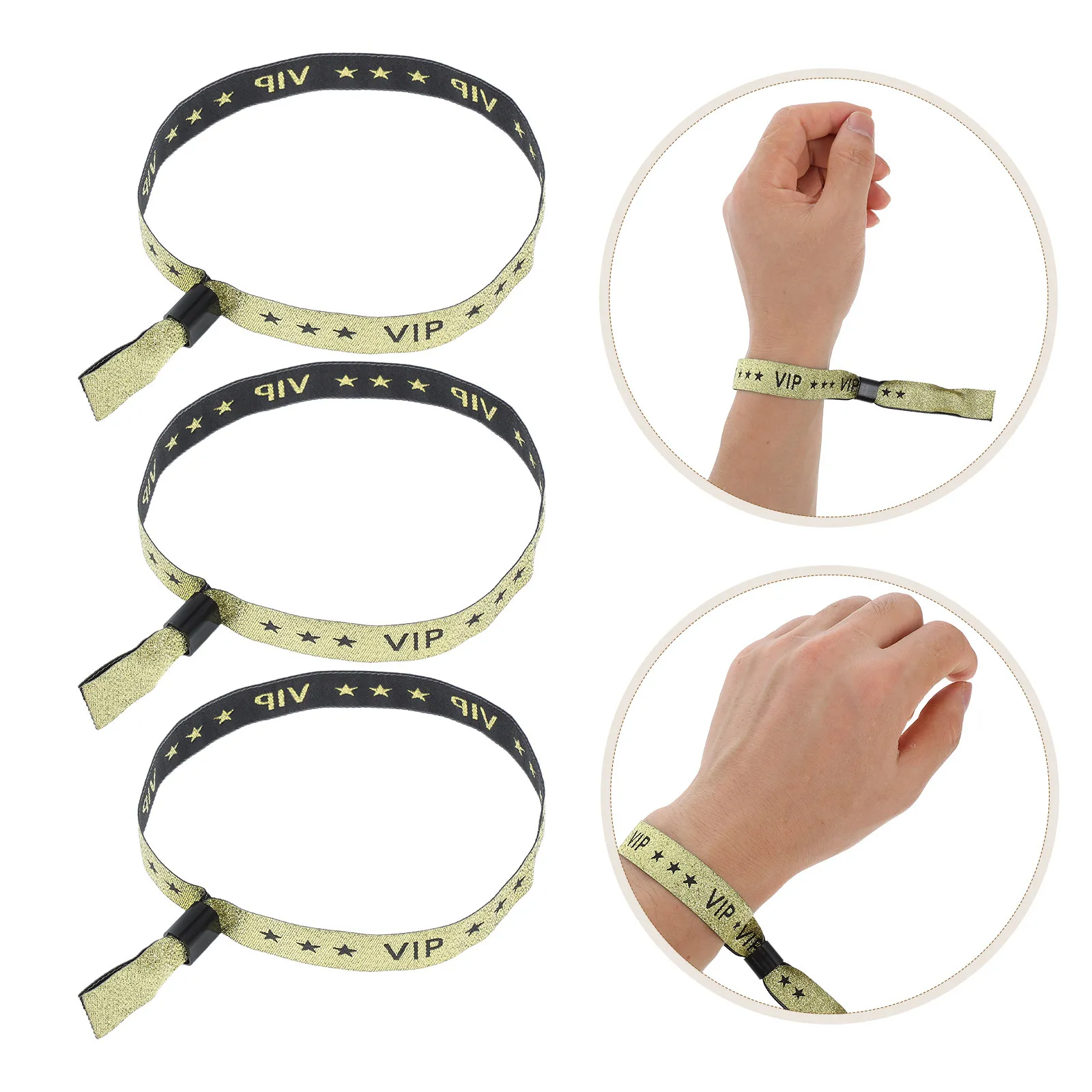 

20pcs Gold Vip Wristbands Party Bracelets Waterproof Fabric Event Admission Bands For Concerts Festivals Weddings Social Events