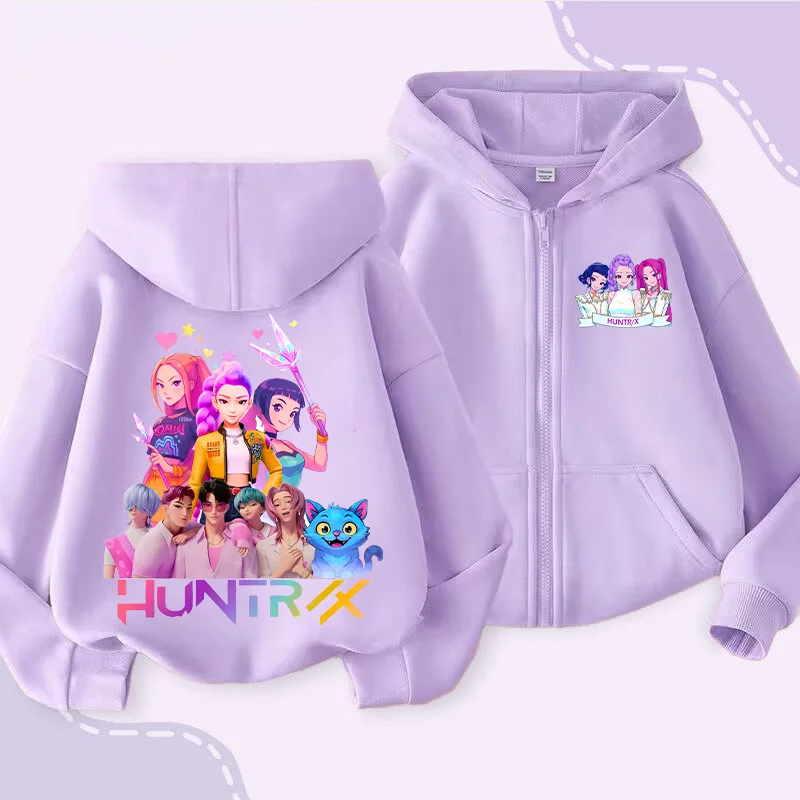 Movie Kpop Demon Hunters Funny Zip Up Sweatshirts Hoodie Children Clothes Kid Girl Boy Sweatshirt Zipper Hoody Baby Casual Tops