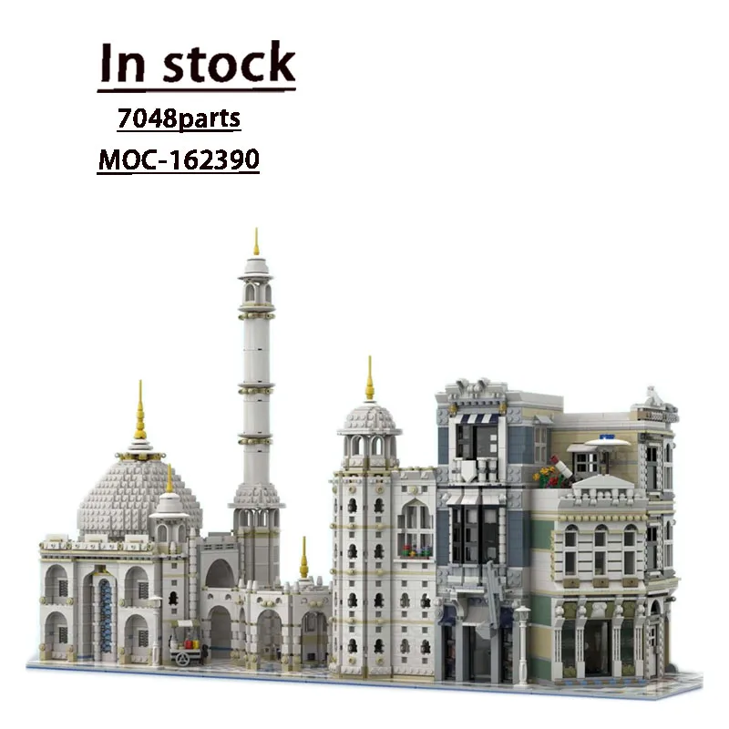 

MOC-162390 City Street View Mosque Corner Building Block Model7048Parts MOC Creative Boy Kids Christmas Building Blocks Toy Gift