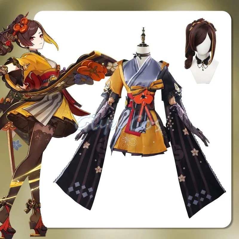 

Chiori Cosplay Costume Genshin Impact Uniform Wig Anime Chinese Style Halloween Costumes Game