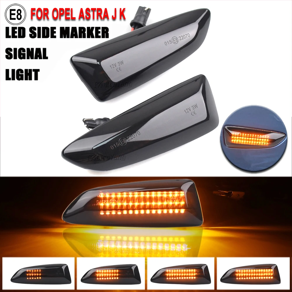 2x Car Side Marker Lights Dynamic LED Turn Signal For Opel Vauxhall Astra J K Crossland X Insignia B Zafira Side Fender Lamp