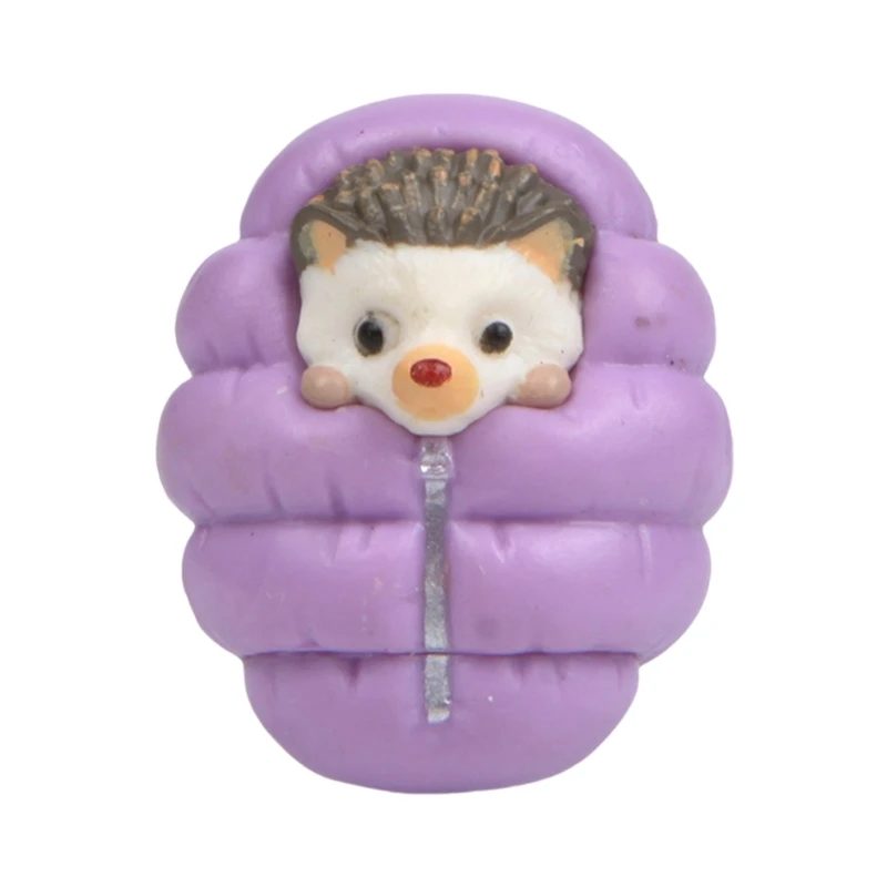 Cartoon Miniature Hedgehog Wrap in Bag Toy Ornament for Nursery Desk Decoration