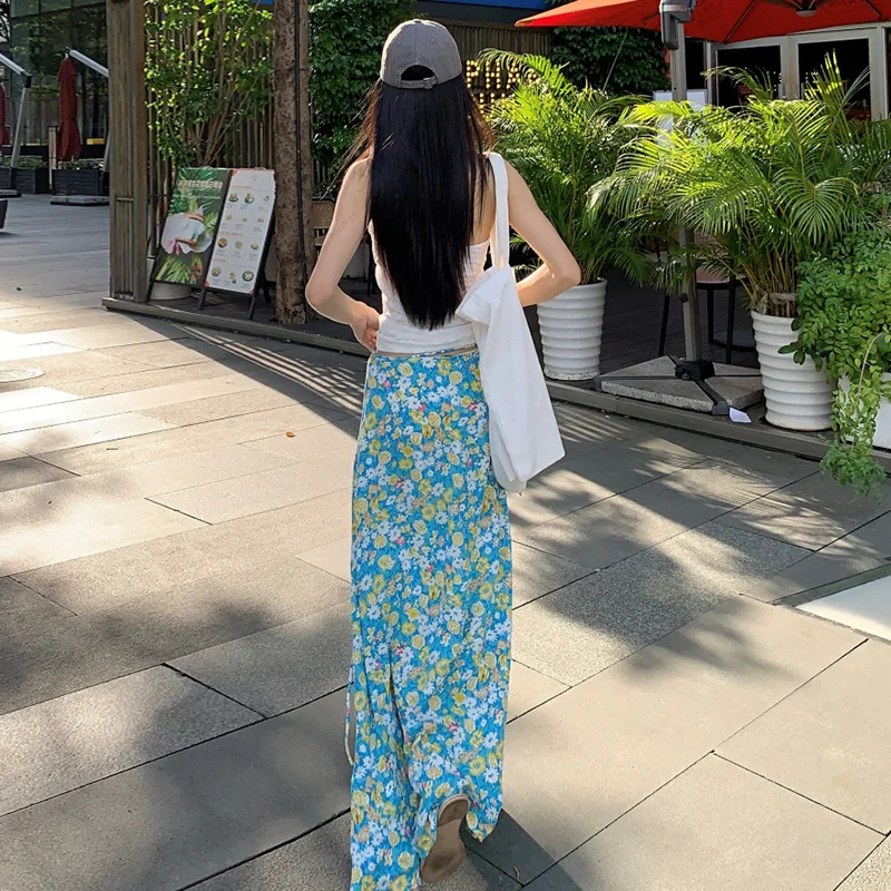 "Zeyla 2025 Conjunto de playa para mujer, bralette con lazo frontal y falda floral, traje de verano con cintura ajustable"