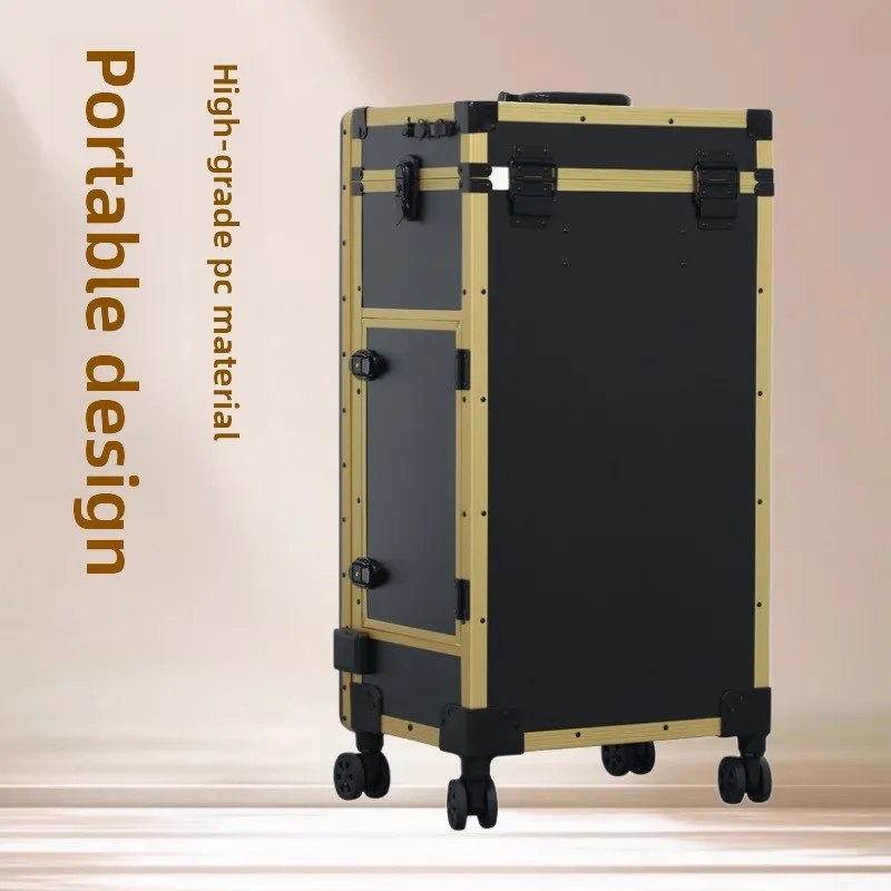 Portable Cosmetic Case Beauty Embroidery Hig-hend Trolley Cosmetic Case Setting Professional Storage Case Nail Art Toolbox