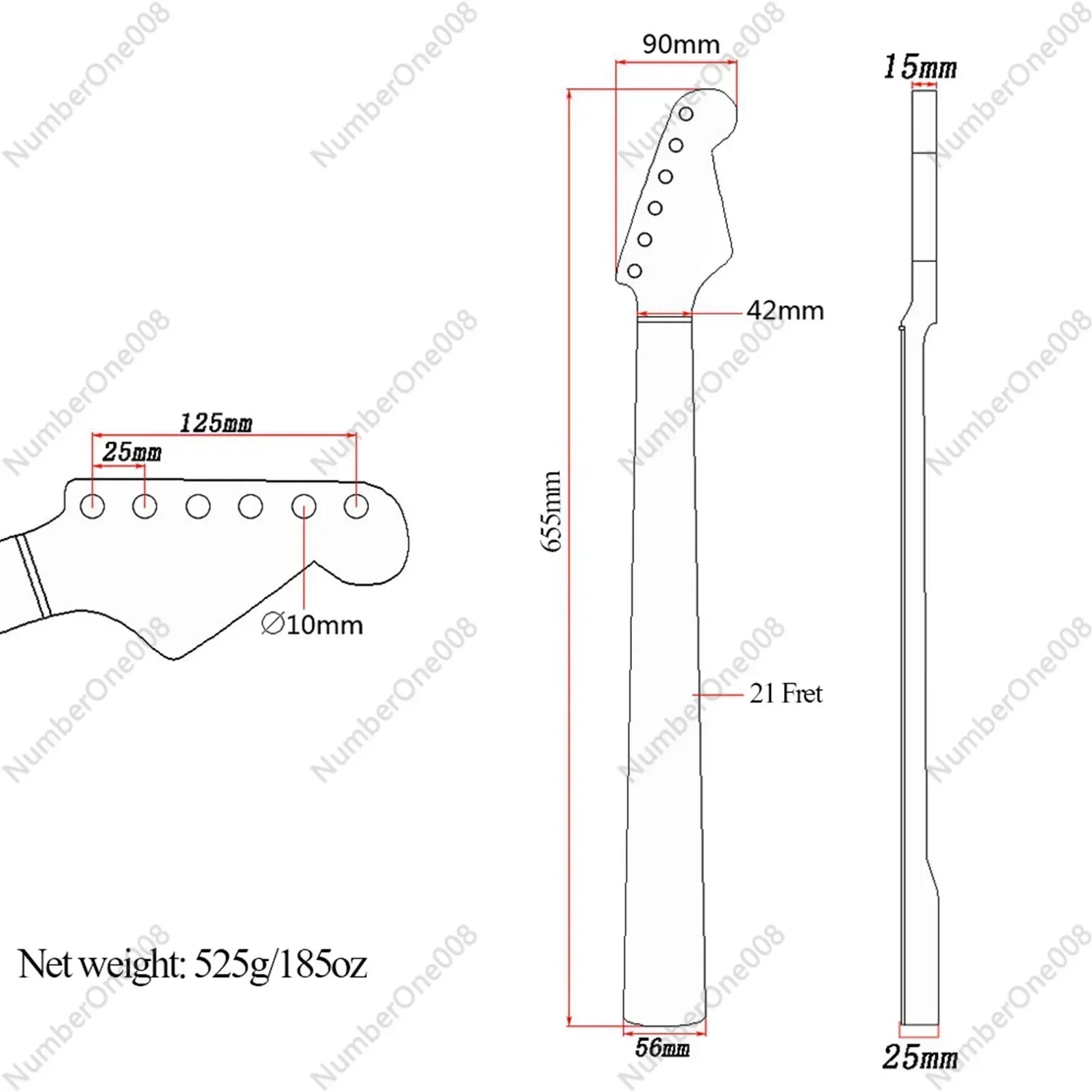 [Paint Color Bright] 21 Products/22 Products Electric Guitar Neck Canada Maple Organ Handle Integrated Fingerboard for St