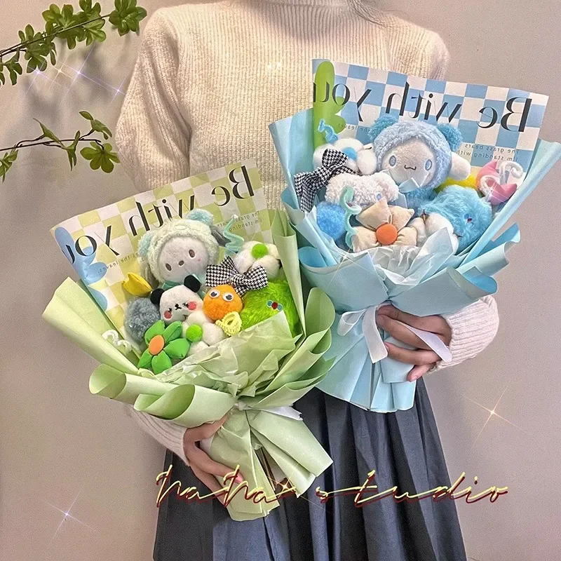 

Cinnamoroll Kuromi Anime Kawaii Lovely Doll Handmade Flower Bouquet Cute Cartoon My Melody Ins Fashion Gifts Toys for Kids