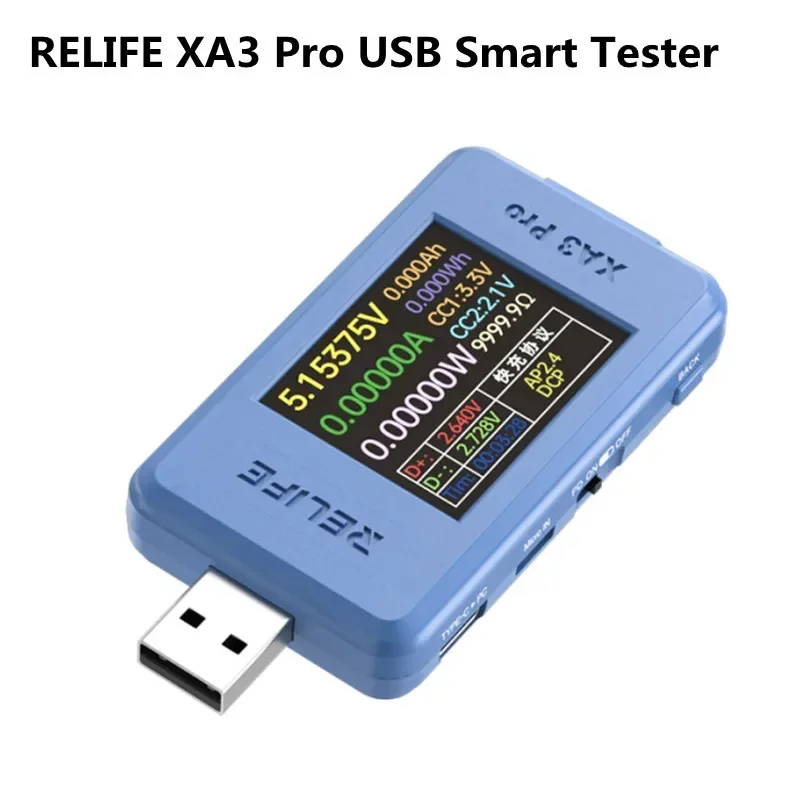 RELIFE XA3 Pro 6.5A USB Smart Tester Supports PD QC2.0 QC3.0 SCP AP2.4A DCP 6-digit Display Current Voltage Real-time Detector