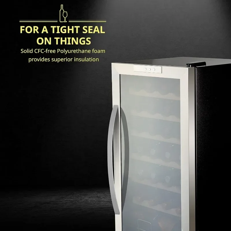 28 Bottle Compressor Wine Cooler Refrigerator w/Lock - Large Freestanding Wine Cellar For Red, White,Champagne or Sparkling Wine