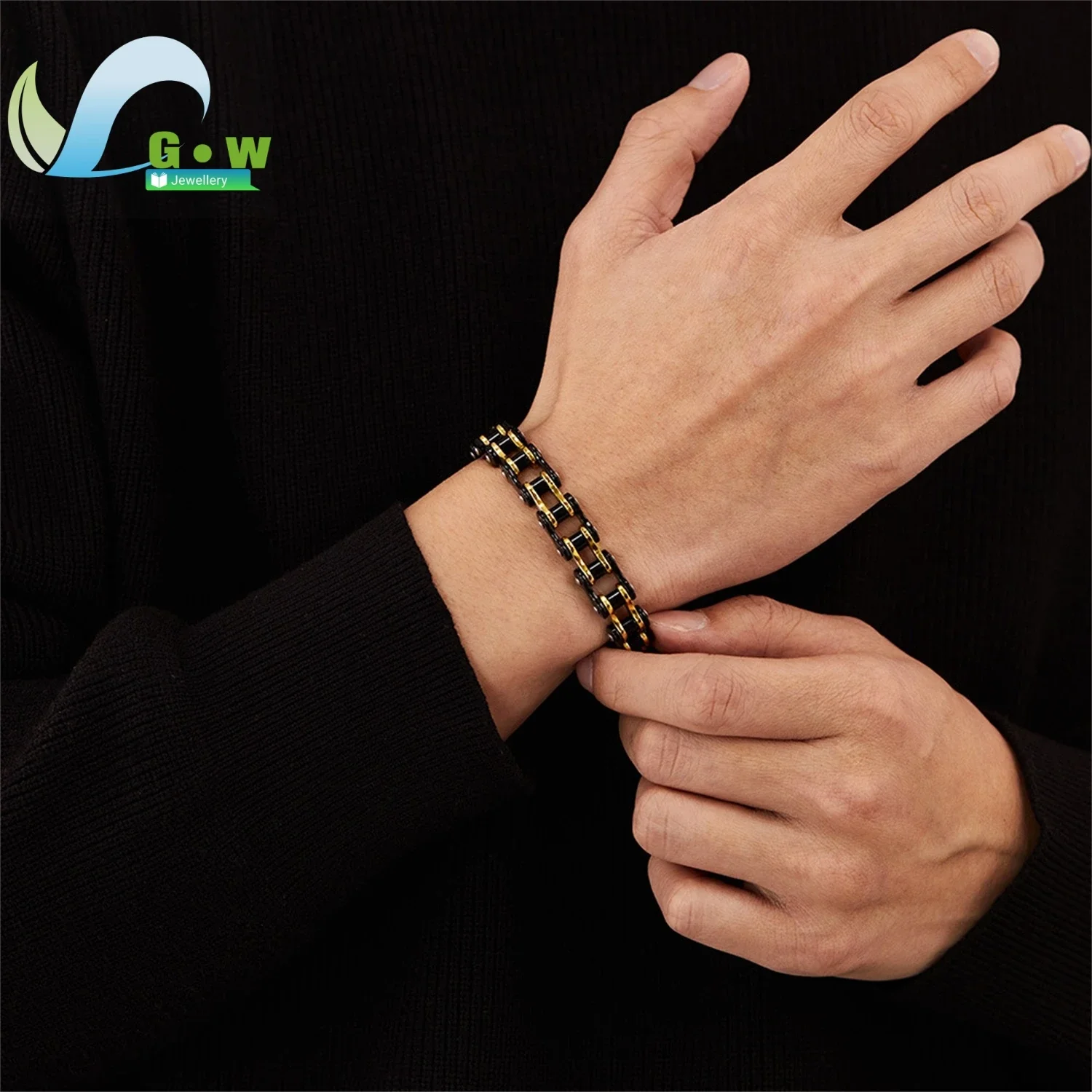 Men Titanium Steel Bracelet Motorcycle Biker Adjustable Chain Wristband Punk Style Edgy Jewelry Gift for Him Durable Unisex