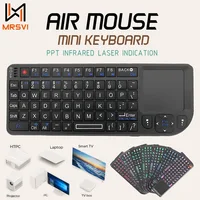 MRSVI A8 Mini teclado inalámbrico 2,4G 7 colores retroiluminado Touchpad Air Mouse con indicador infrarrojo para Android TV Box PC, oficina