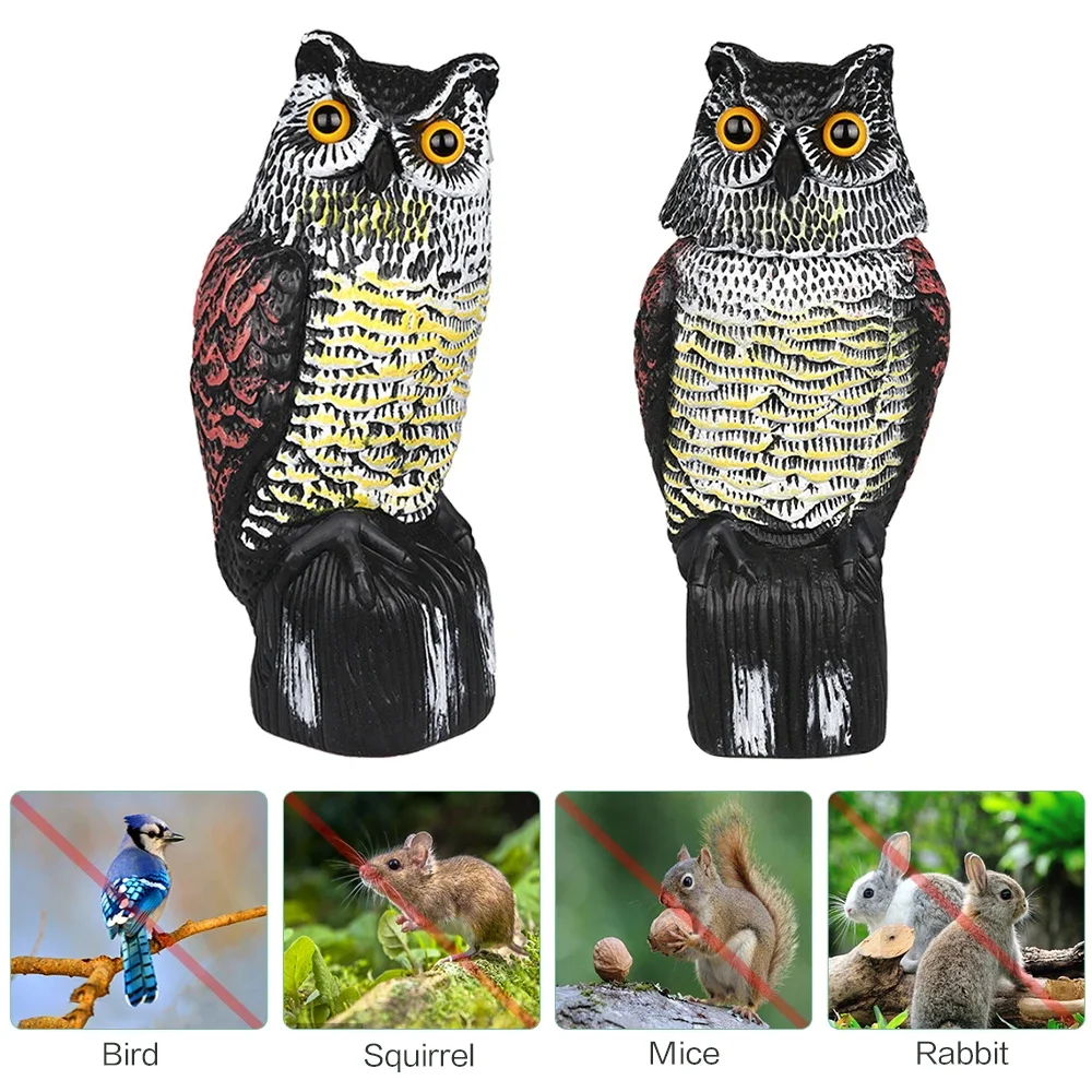 

Realistic Bird Scarer Rotating Head Sound Owl Prowler Decoy Pest Repellent Pest Control Garden Protector Ornaments