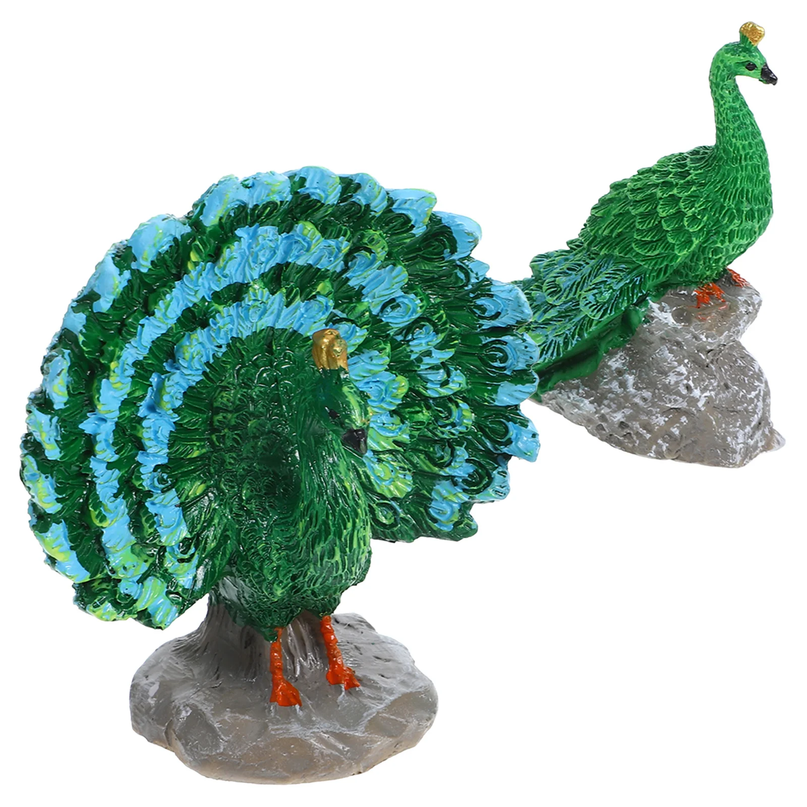 2 pezzi accessori per la decorazione del pavone figurine in miniatura in resina decorazione per auto dei cartoni animati giardino muschio paesaggio modelli animali