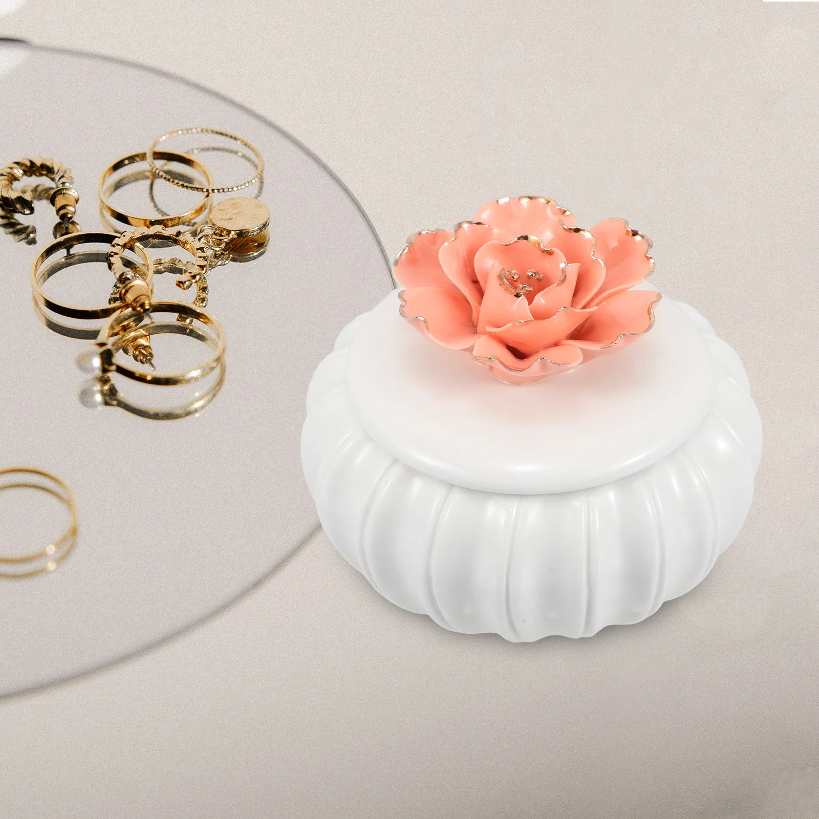 

Nordic Style Ceramic Jewelry Storage Box Hand Painted Jewelry Organizer for Rings Earrings Bracelets Trinket Holder Jar