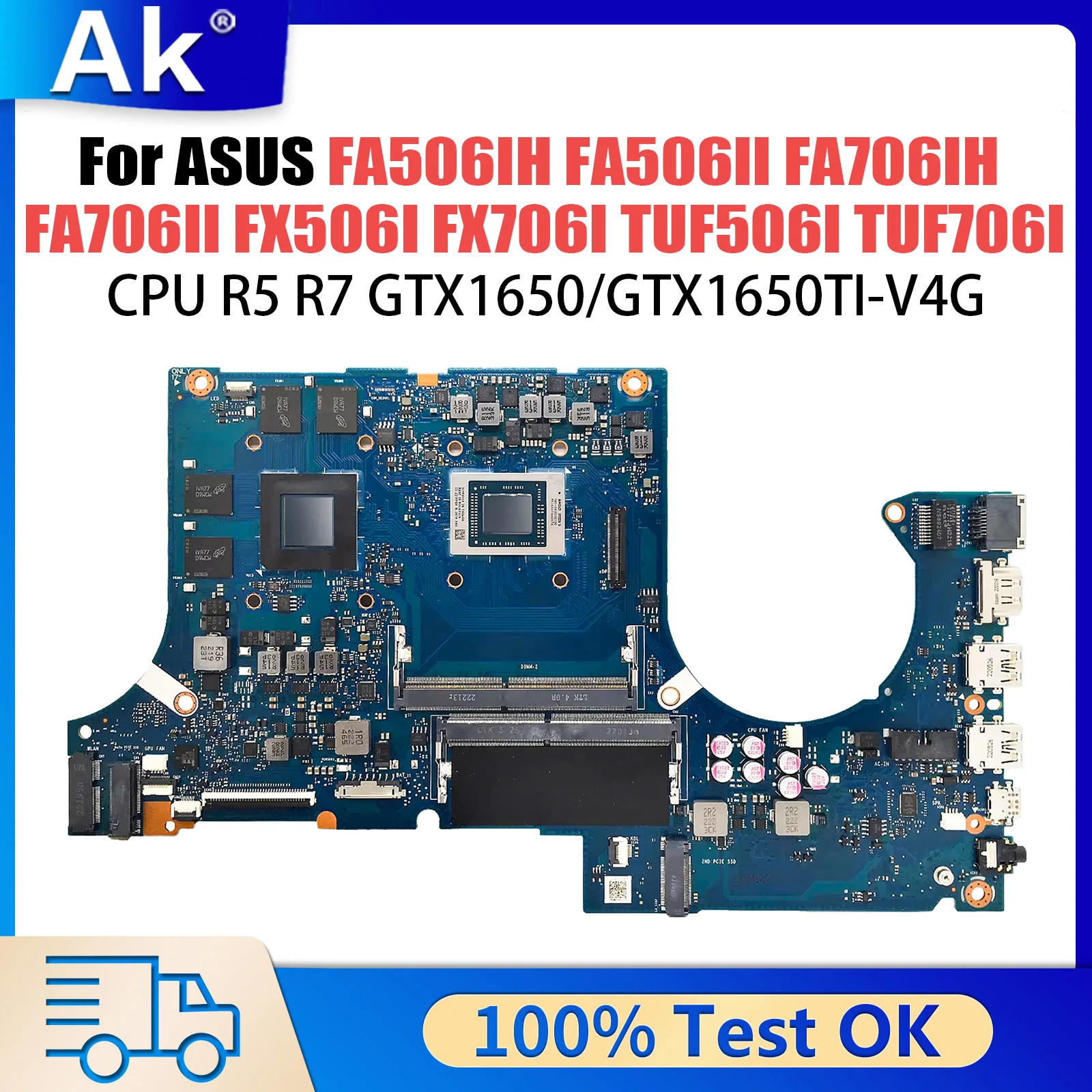 For ASUS FA506IH FA506II FA706IH FA706II FX506I FX706I TUF506I TUF706I Laptop Motherboard CPU R5 R7 GTX1650/GTX1650TI-V4G