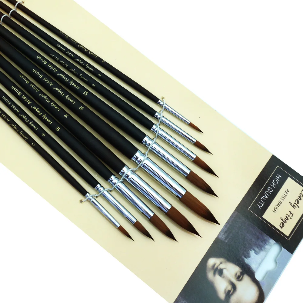 

9 шт. круглые акварельные кисти для акриловой живописи, круглые заостренные кисти с круглым наконечником, кисть для рисования лица, профессиональное масло
