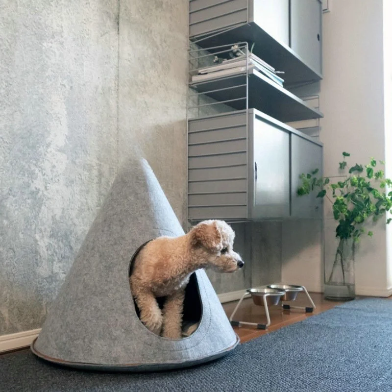 New Felt Cat and Dog Kennel Removable Washable Breathable Folding Four Seasons Universal Pet Kennel Semi-enclosed Pet Dog Cat