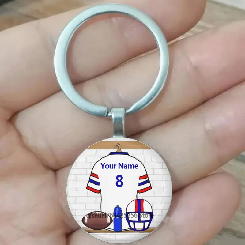 

Football enthusiasts can customize their name with a numeric keychain! Key chain
