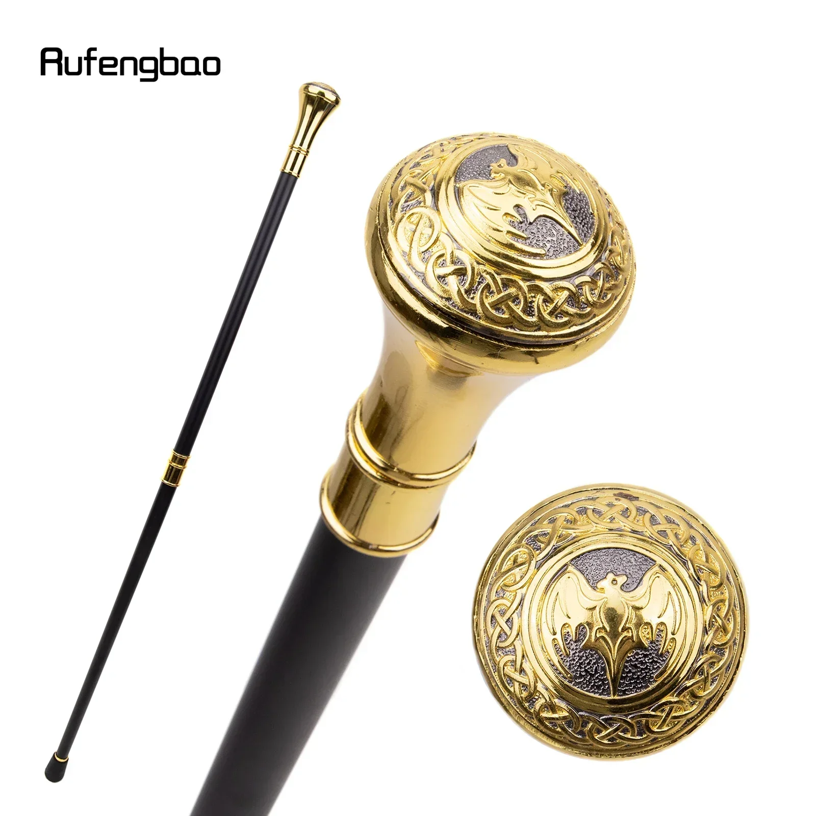 Golden Phoenix Totem Relief  Walking Cane Fashion Walking Stick Gentleman Luxury  Performance stage Cane 93cm