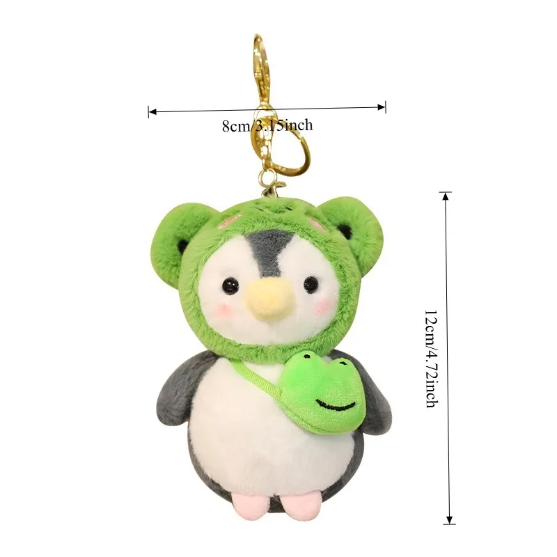 Niedlicher Pinguin-Plüsch-Schlüsselanhänger, weicher Kawaii-Cartoon-Pinguin mit Hüten, Schlüsselanhänger, Tasche, Ornamente, superweicher Plüsch-Anhänger, Paar-Geschenk – Detail 1
