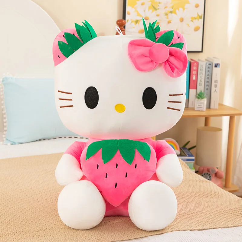 

22 см Sanrio KT Cat плюшевые игрушки Kawaii клубника KT Cat плюшевая кукла домашний декор плюшевая игрушка подарок на день рождения для девочки