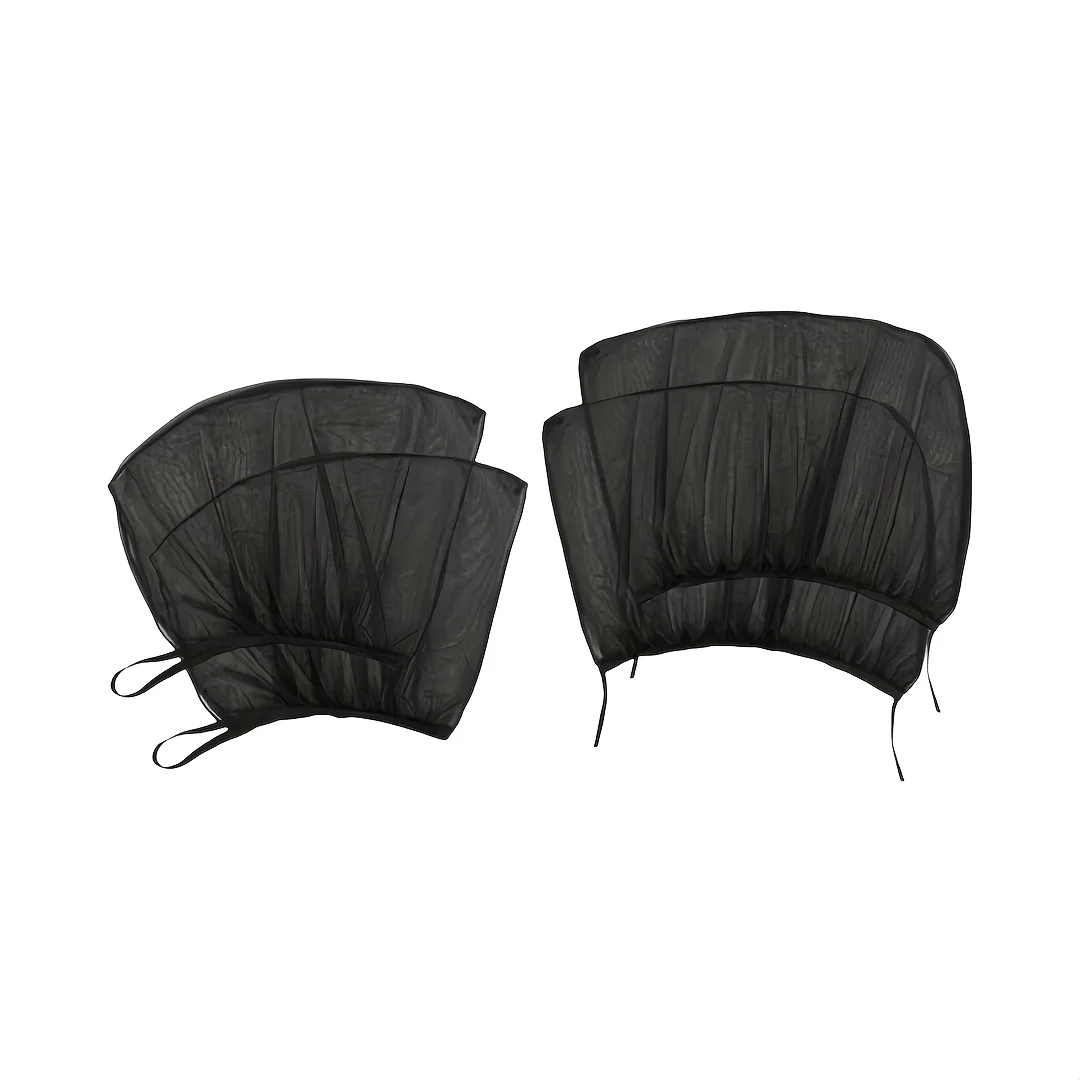 4PCS Black Dense Mesh Car Sunshade Self Driving Tour/camping/parking Rest Window Mosquito Cover Side Dust Cover Easy Install