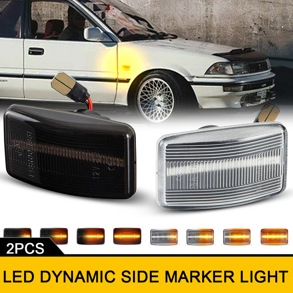 Luces Led de posición lateral para coche, lámpara ámbar de señal de giro para Lexus LS400 Toyota Land Cruiser Prado Celica Corolla Carina Starlet MR2, 2 piezas