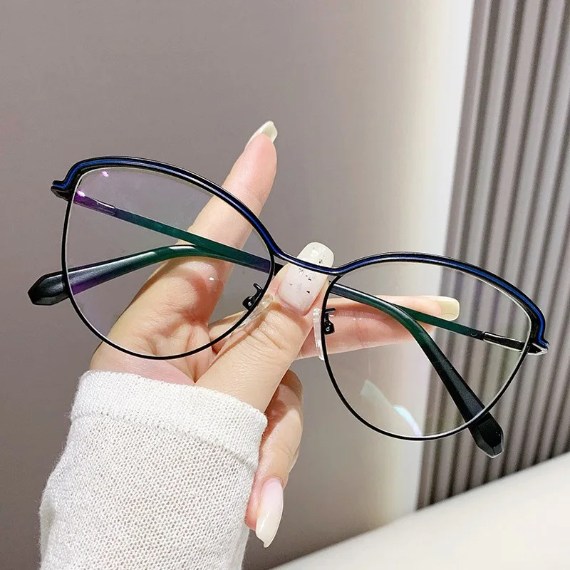 

New Brand Design Vintage Metal Circle Frame Photochromic Anti Blue Light Women Prescription Reading Glasses +1.25 +2.25 +3.75