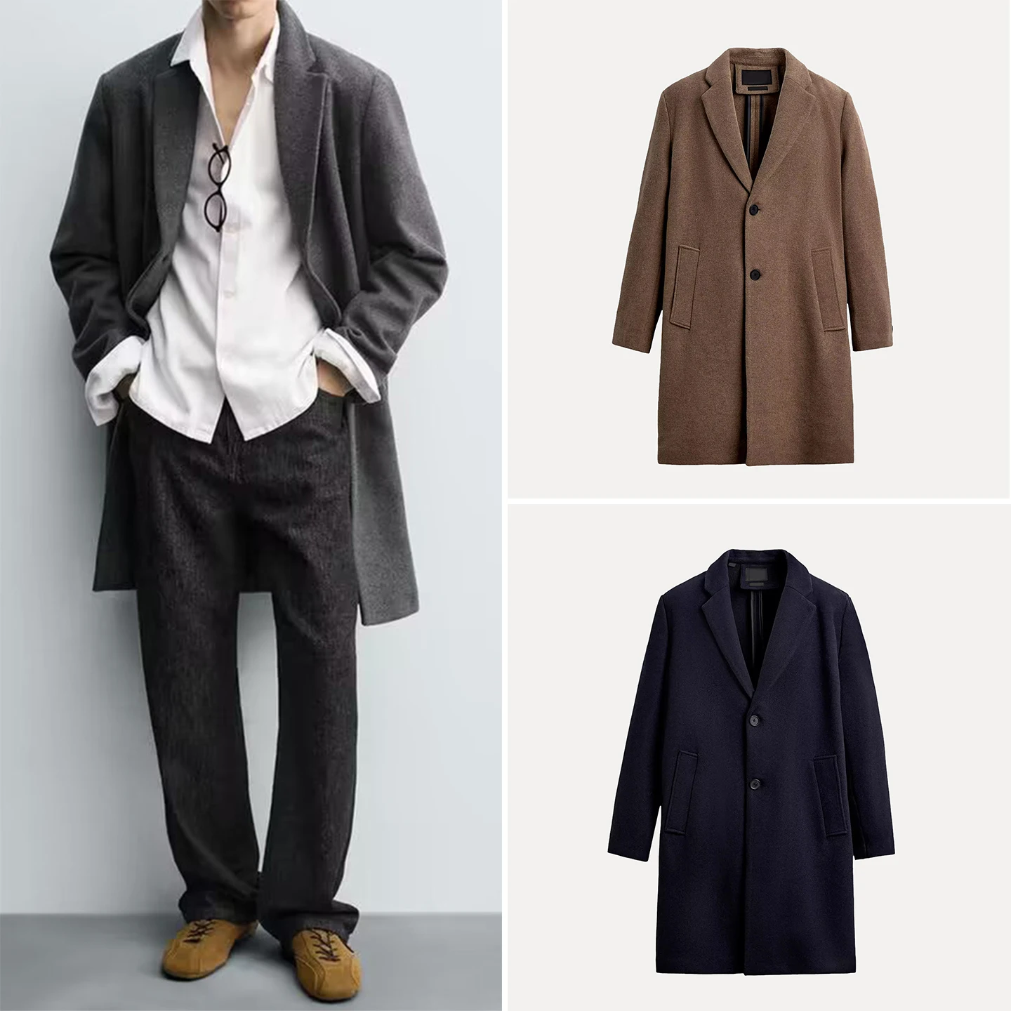 

Мужское модное городское облегающее пригородное пальто, осенний сезон, длинное пальто Sve на одной пуговице, однотонное пальто прямого кроя