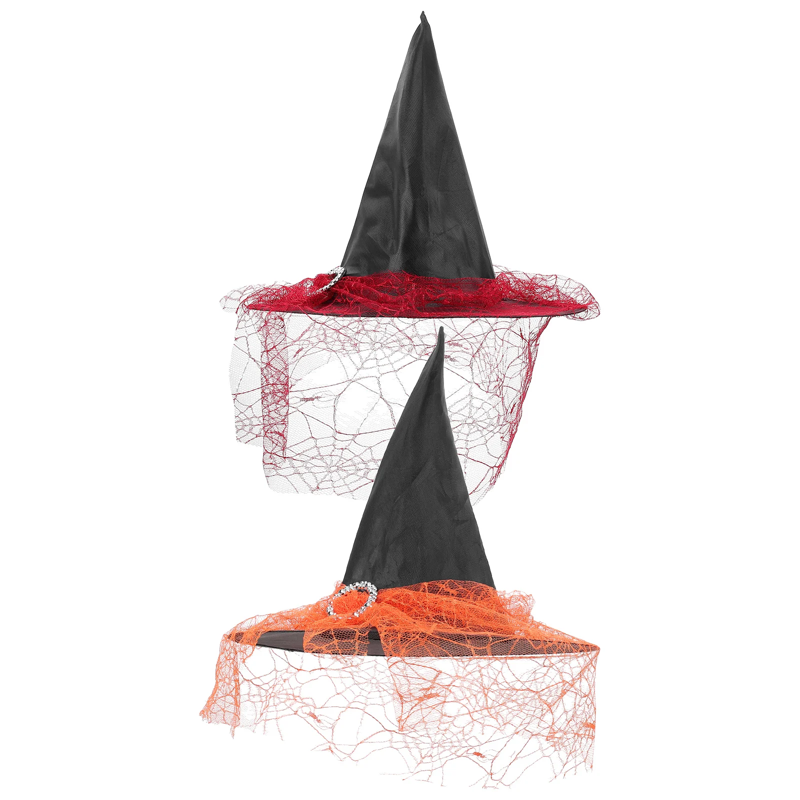 

2pcs Hats Party Headdress Halloween Party Headdress Unique Halloween Props Red ange Lace Decor Props Reusable Washable