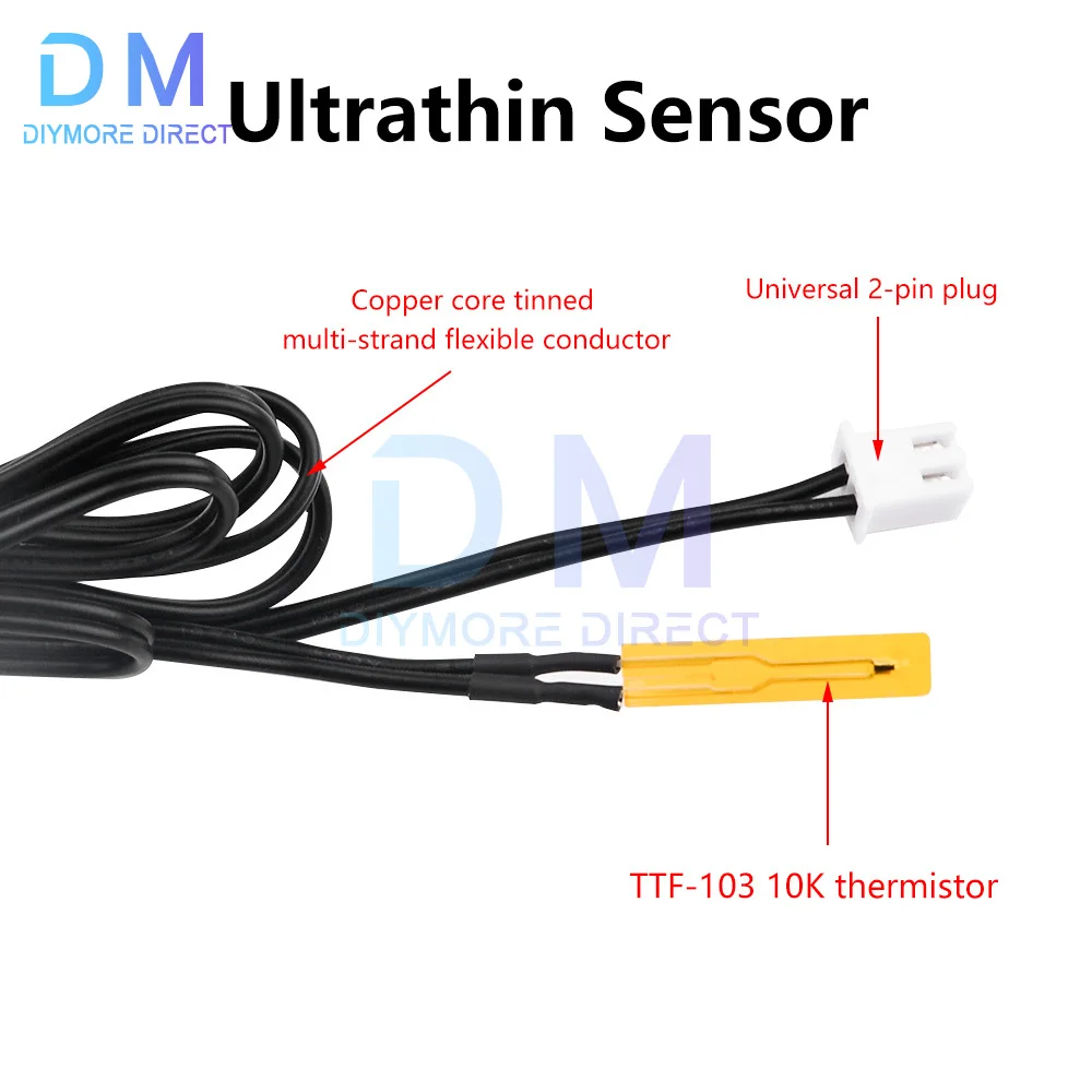 NTC Ultra-thin Temperature Sensor Thin Film Thermistor Probe 10K Surface Temperature Measuring