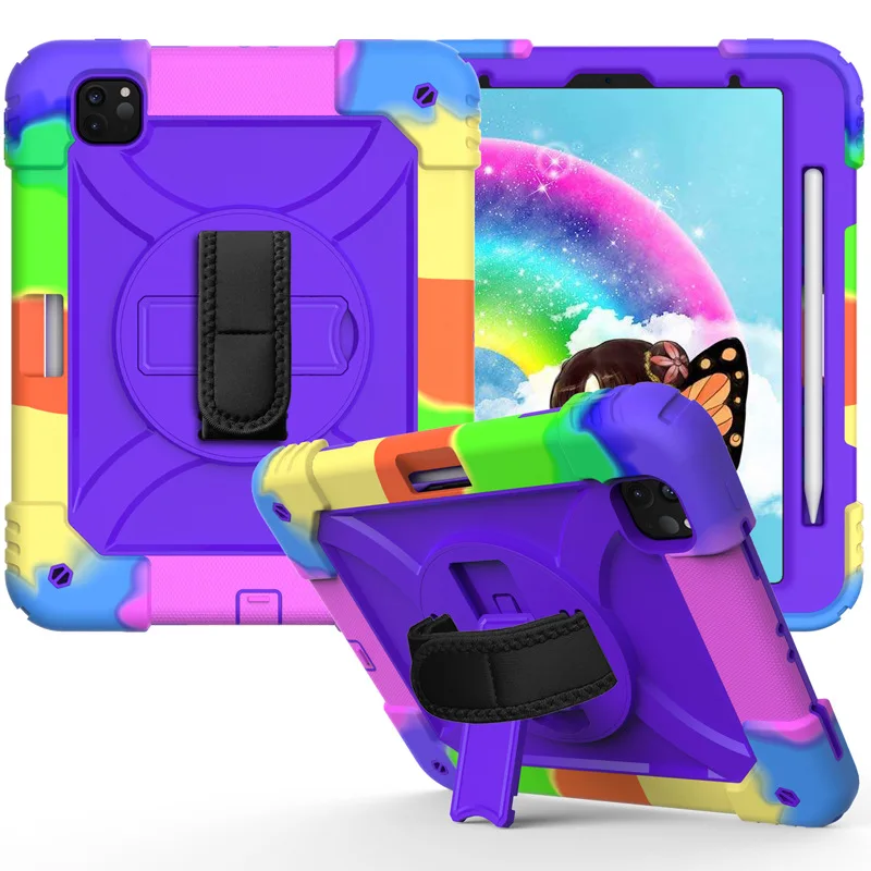حافظة مضادة للصدمات لجهاز iPad Air4 10.9 2020 Pro11 2021 غطاء ثقيل لـ 7 8 9th iPad 10.2 2019 2020 2021 مع حزام الكتف