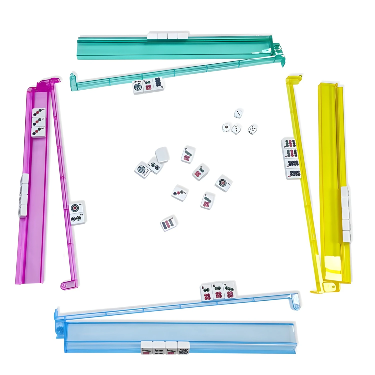 Mah Jongg All-in-One Tile Rack & Pusher Clear Acrylic Mahjong Rack and Pusher Combo Modern American Majiang Tile Racks