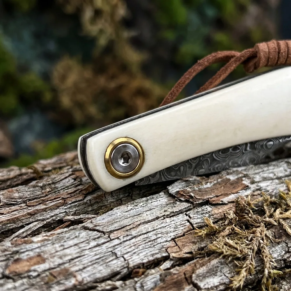 Outdoor Folding Knife Bull Bone Handle Small Pocket Knife Daily Carry Camping Mini Tool Durable EDC Knives - view 4