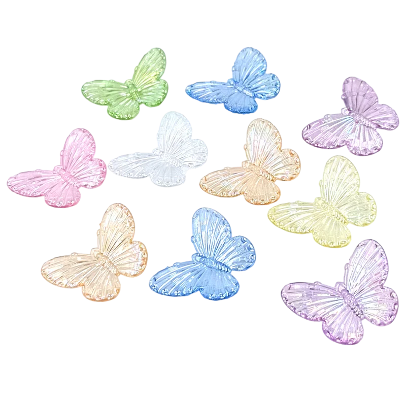 Laser Color Butterfly Loose Beads, Pingente para Fazer Jóias, Pearlescent, Acessórios para Decoração, Pulseira DIY, 5 Pcs, 10Pcs