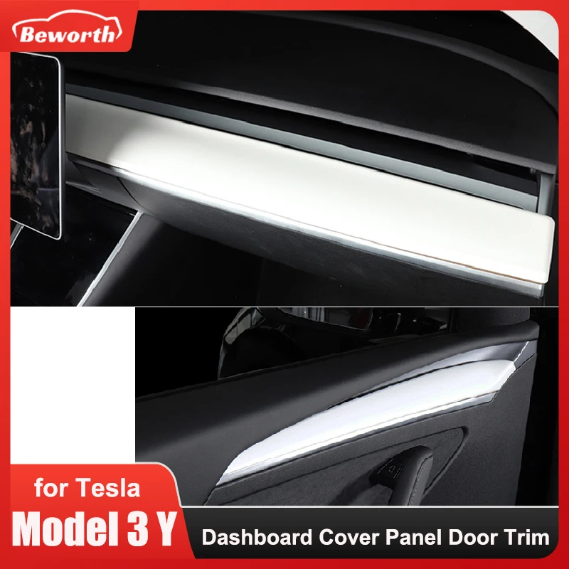 

Car Center Console Door Trim Strip for Tesla Model 3 Y 2023 Dashboard Carbon Fiber ABS Accessories Panel Wrap Overlay Decoration