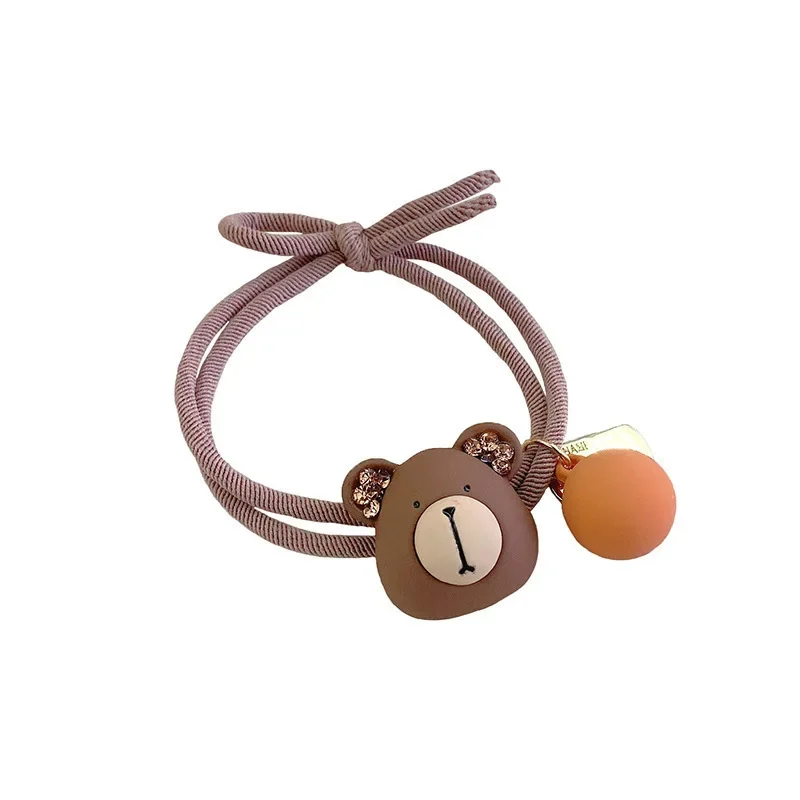 Cute Teddy Bear Rubber Band Hair Rope Girl Ponytail Fixed Princess Ball Head Dopamine Sweet Headband New Accessories