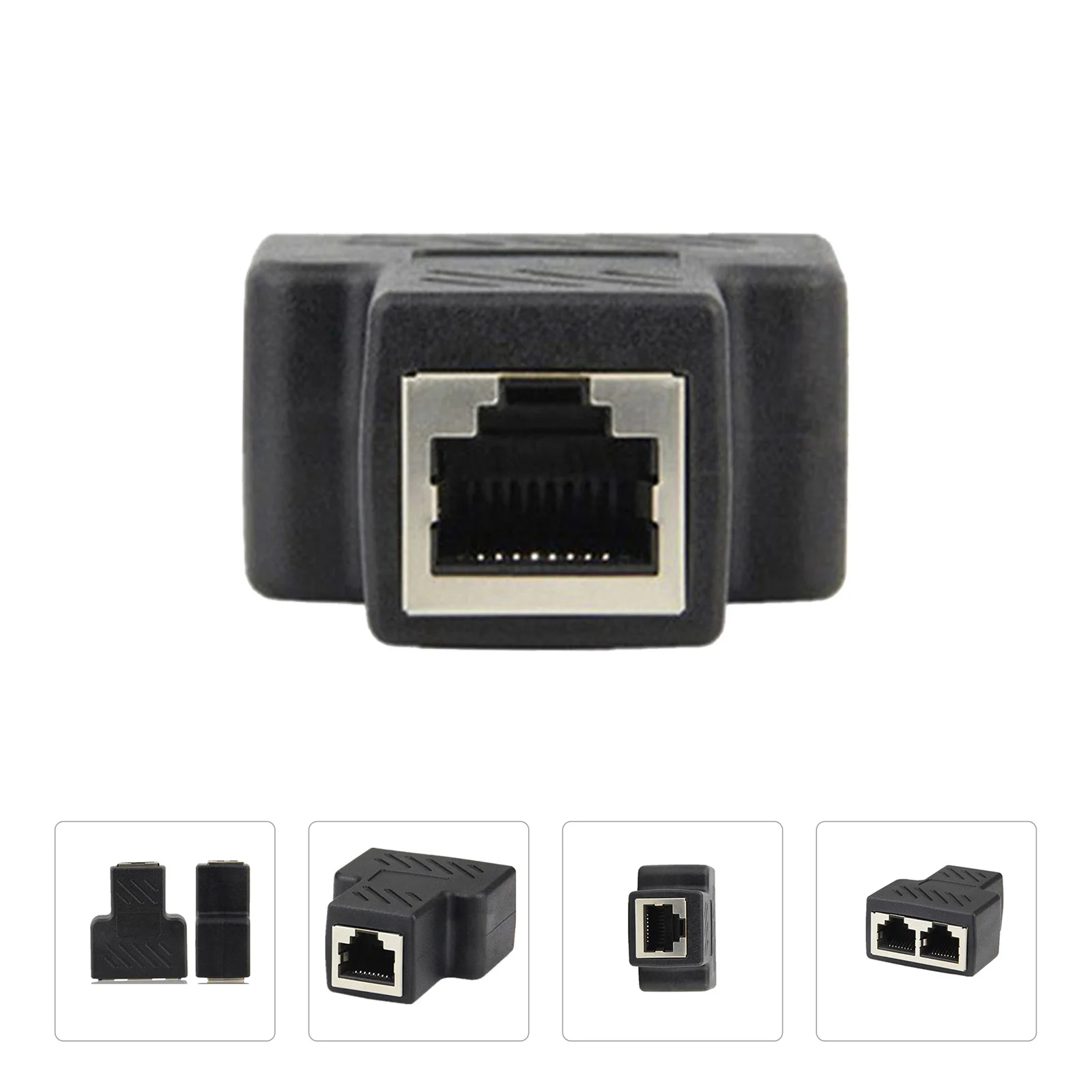 

2pcs Network Cable Connector Splitter Rj45 Durable Plastic Adapter For Home Office Use Practical Connector Network Adapter