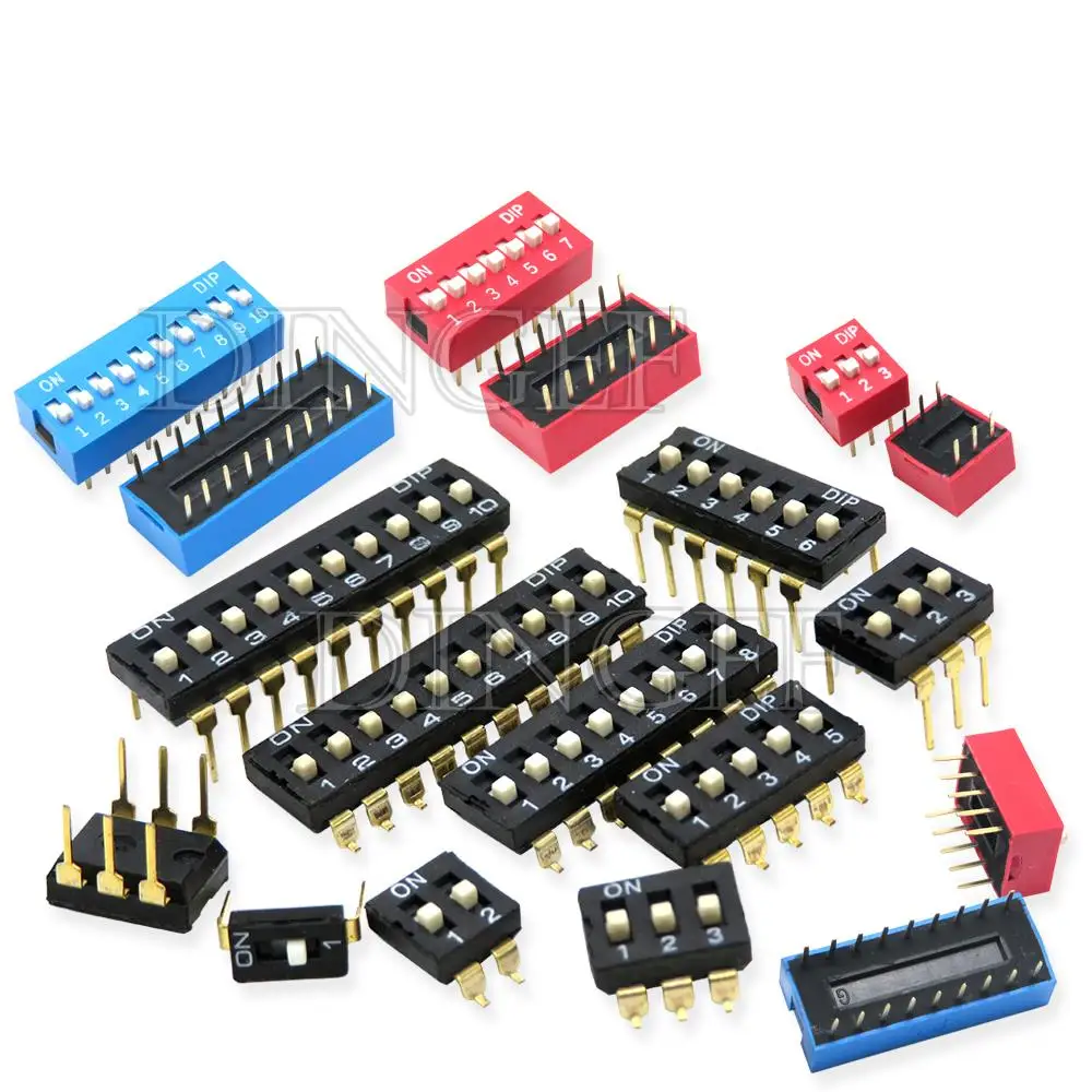 5PCS Slide Typ Schalter Modul 1 2 3 4 5 6 7 8 10PIN 1,27 2,54mm Pitch Kippschalter snap Schalter DIP SMD DIP Schalter Stecker
