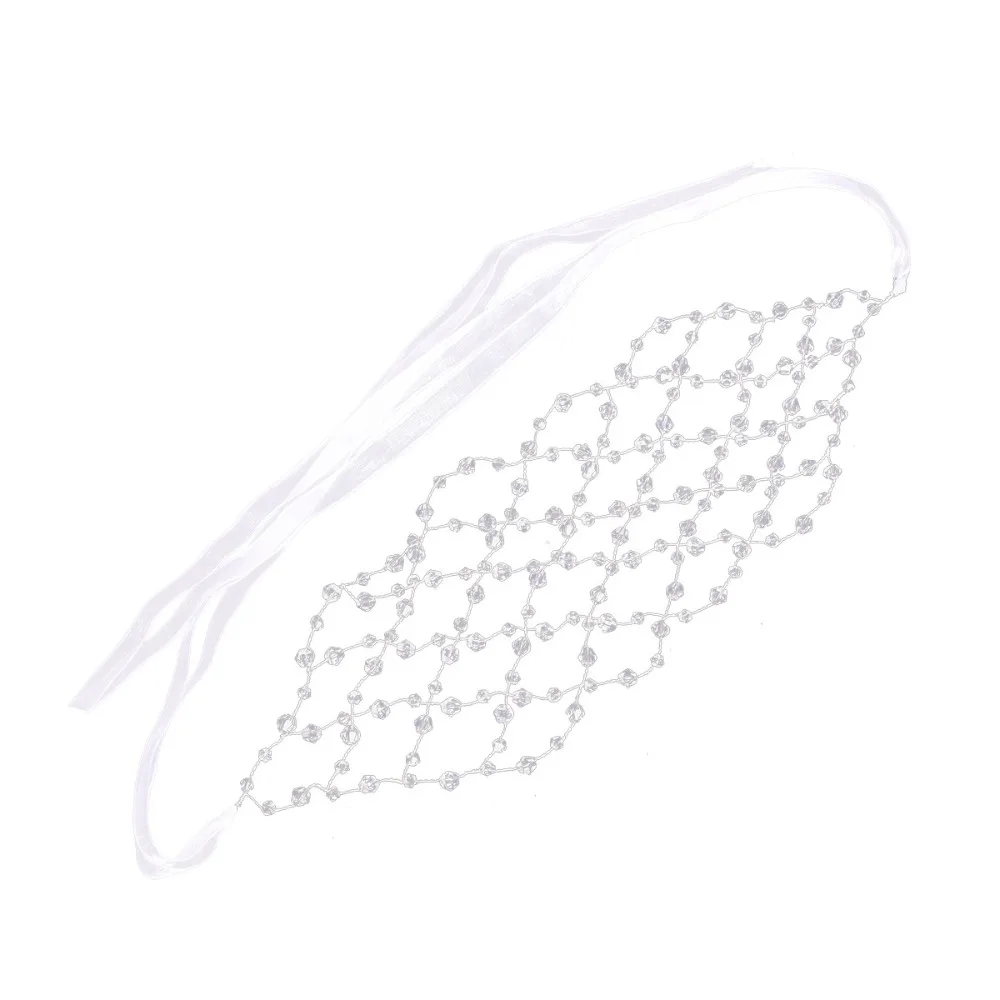 

Bar Mitzvah Crown Rhinestone Hair Band Net Shape Rhinestone Pearl Princess Hair Band Korean Style Hair Hoop Bride Tiaras