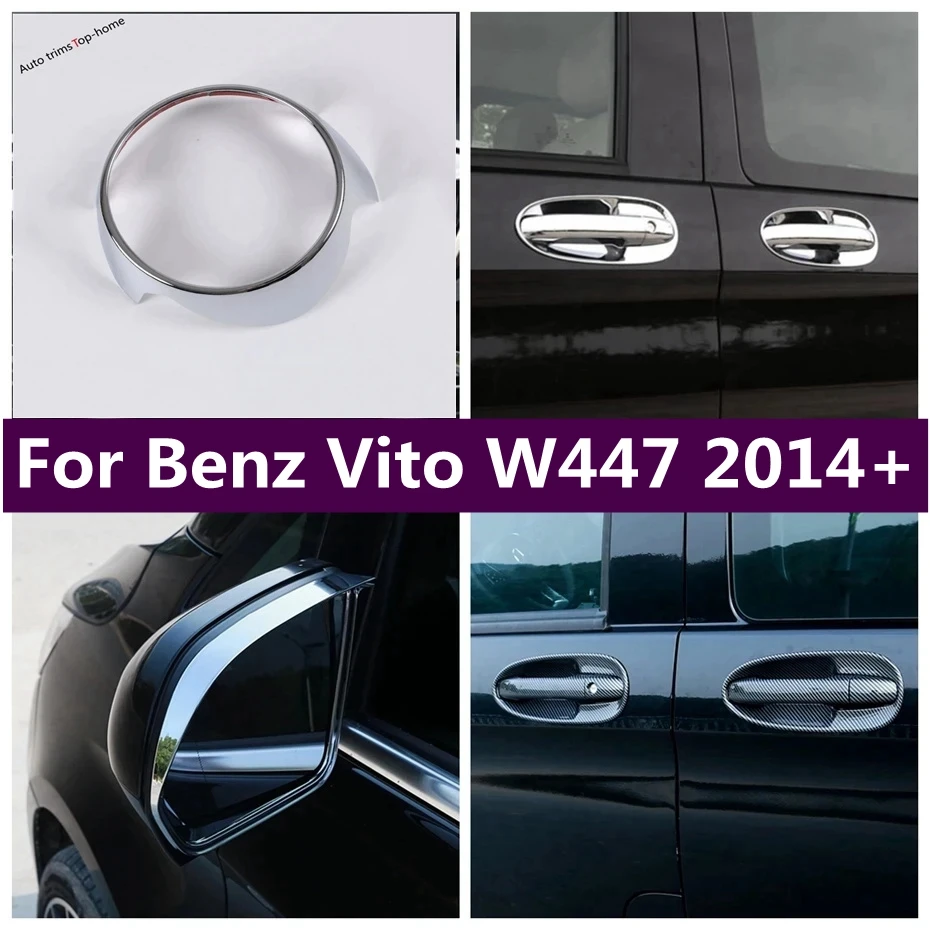 

ABS Chrome Door Handle Bowl Rearview Mirror Rain Eyebrow Front Grille Logo Decor Frame Cover Trim For Benz Vito W447 2014 - 2021