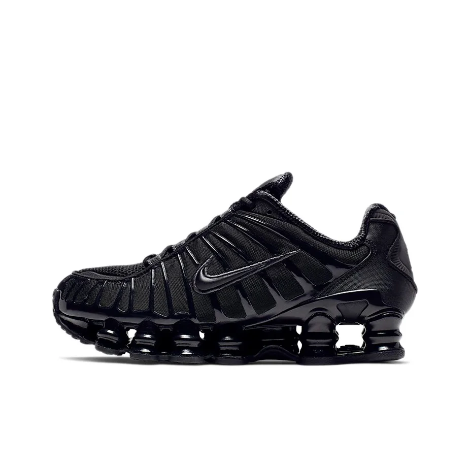 POIZON Nike Shox TL Black Metallic Hematite Tênis Casuais Femininos Cano Baixo Preto