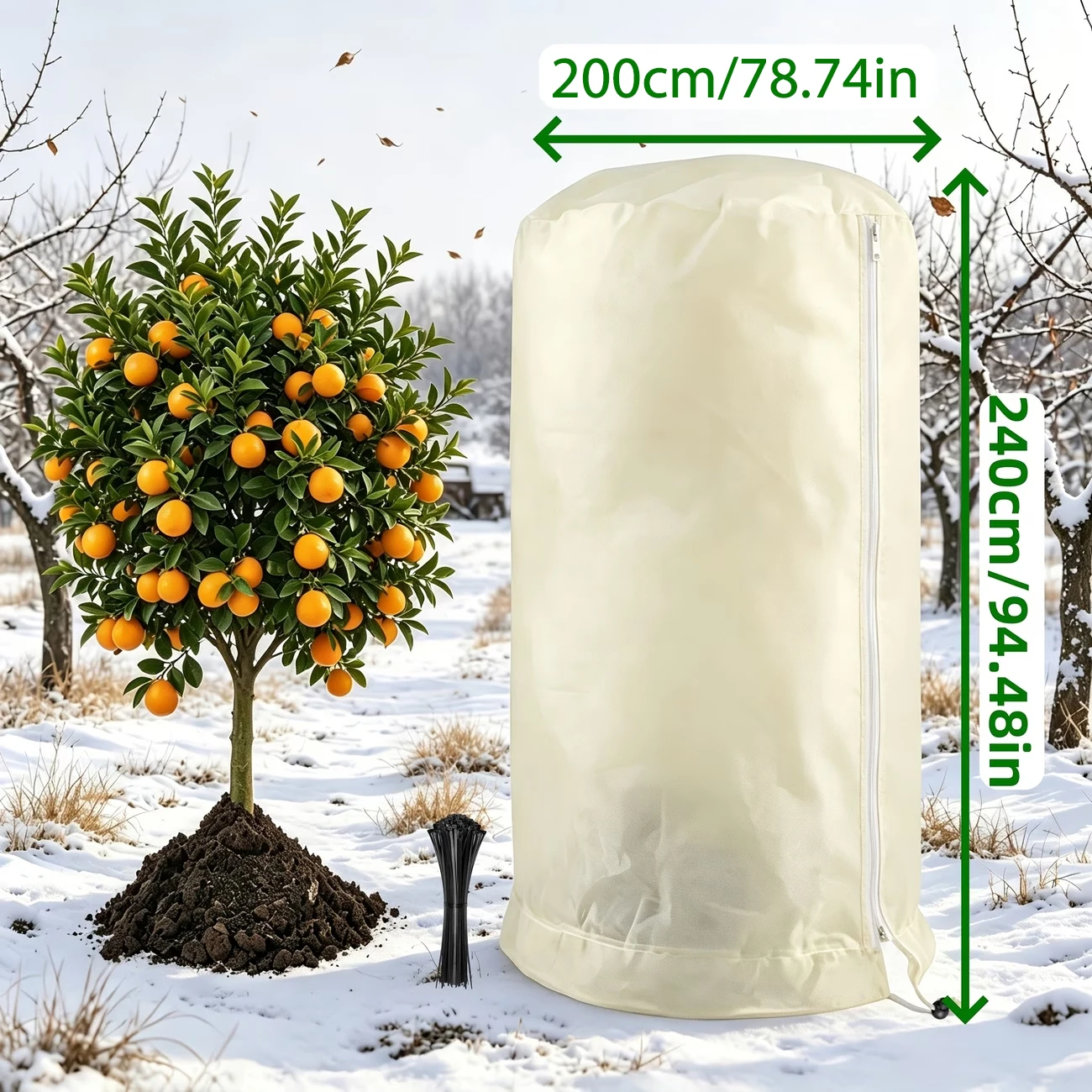 Extra Large Thickened Plant Frost Cover, Heavy Duty Winter Freeze Protection Bag, Drawstring Zipper Reusable Plant Cover