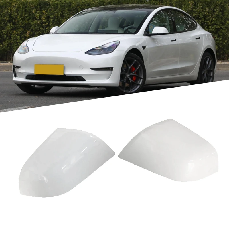 1 Pair Rearview Mirror Cover Trim White Car Accessories For Tesla Model 3 2017-2022 Side Wing Mirror Shell 109229201D 109229001D